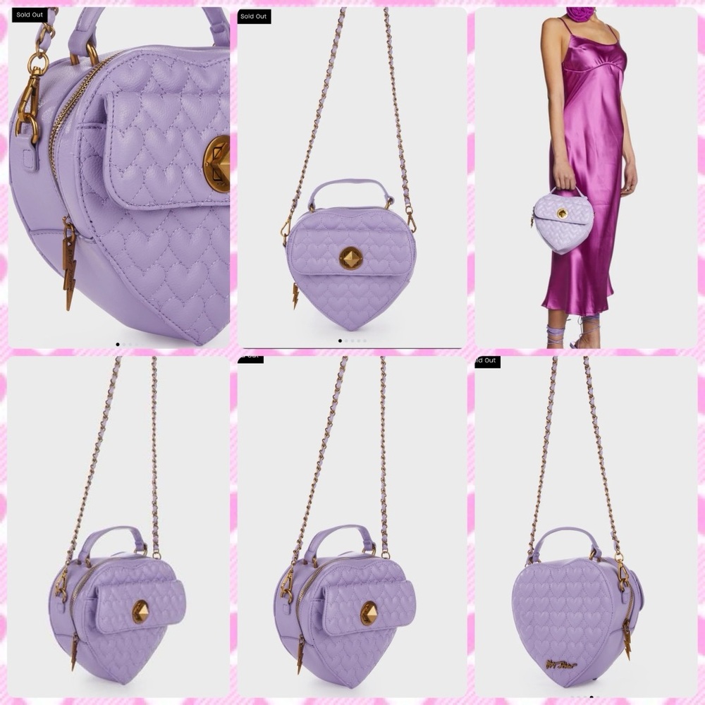 NWT ⚡️💜 BETSEY JOHNSON HEART QUILTED CROSSBODY PURSE 💜⚡️
